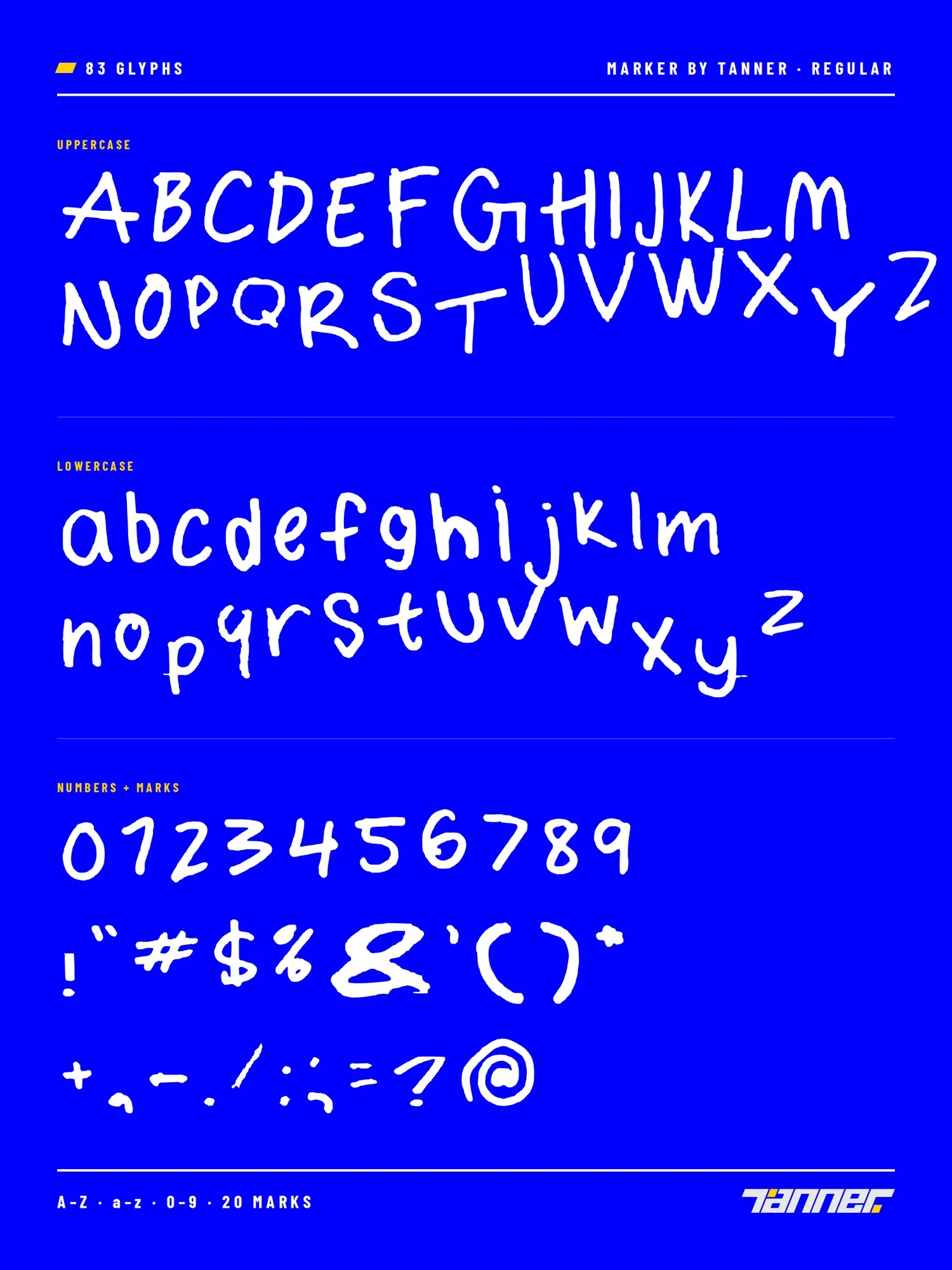 Marker by Tanner — character set