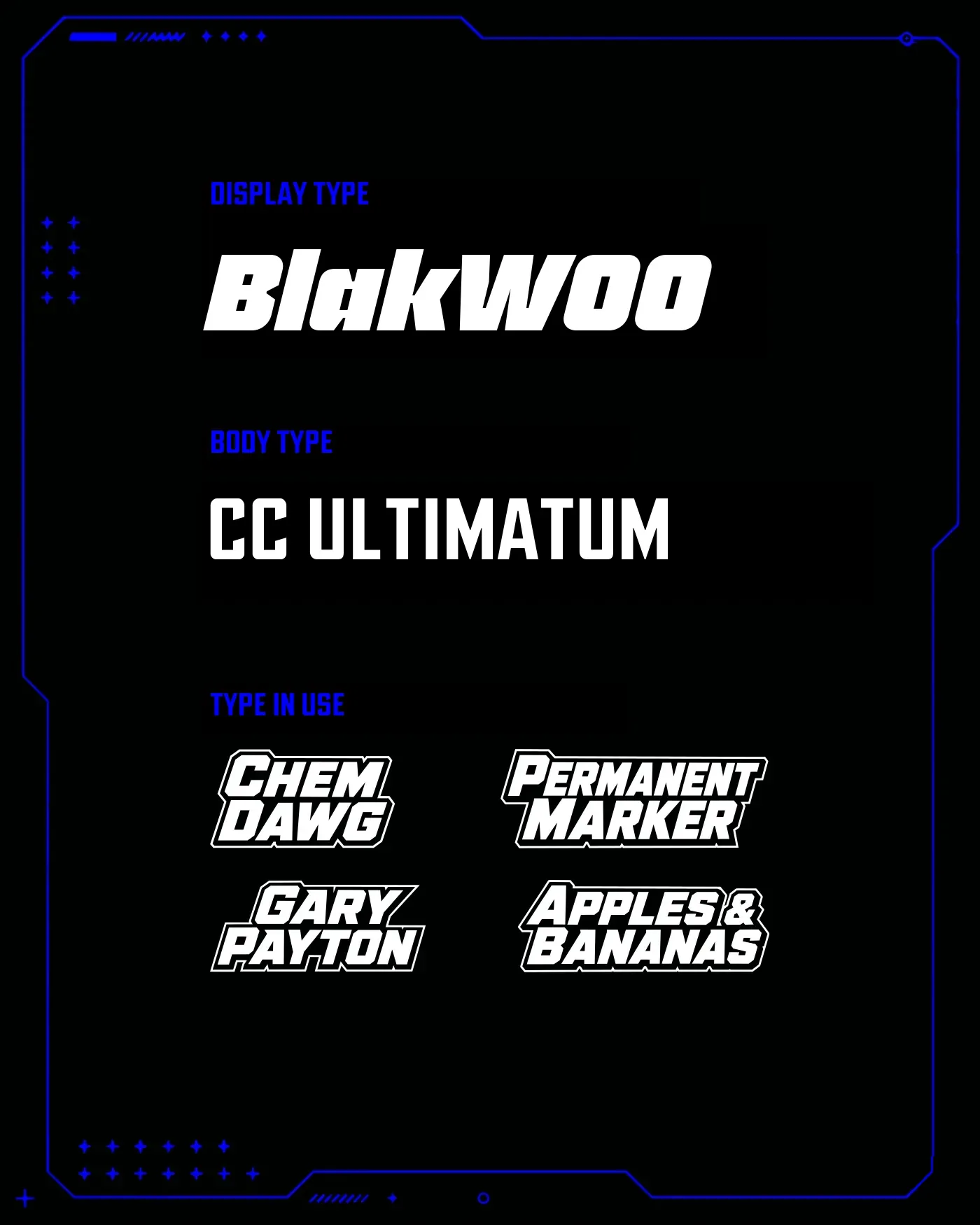 TAP type system board — BlakWOO display, CC Ultimatum body, type in use