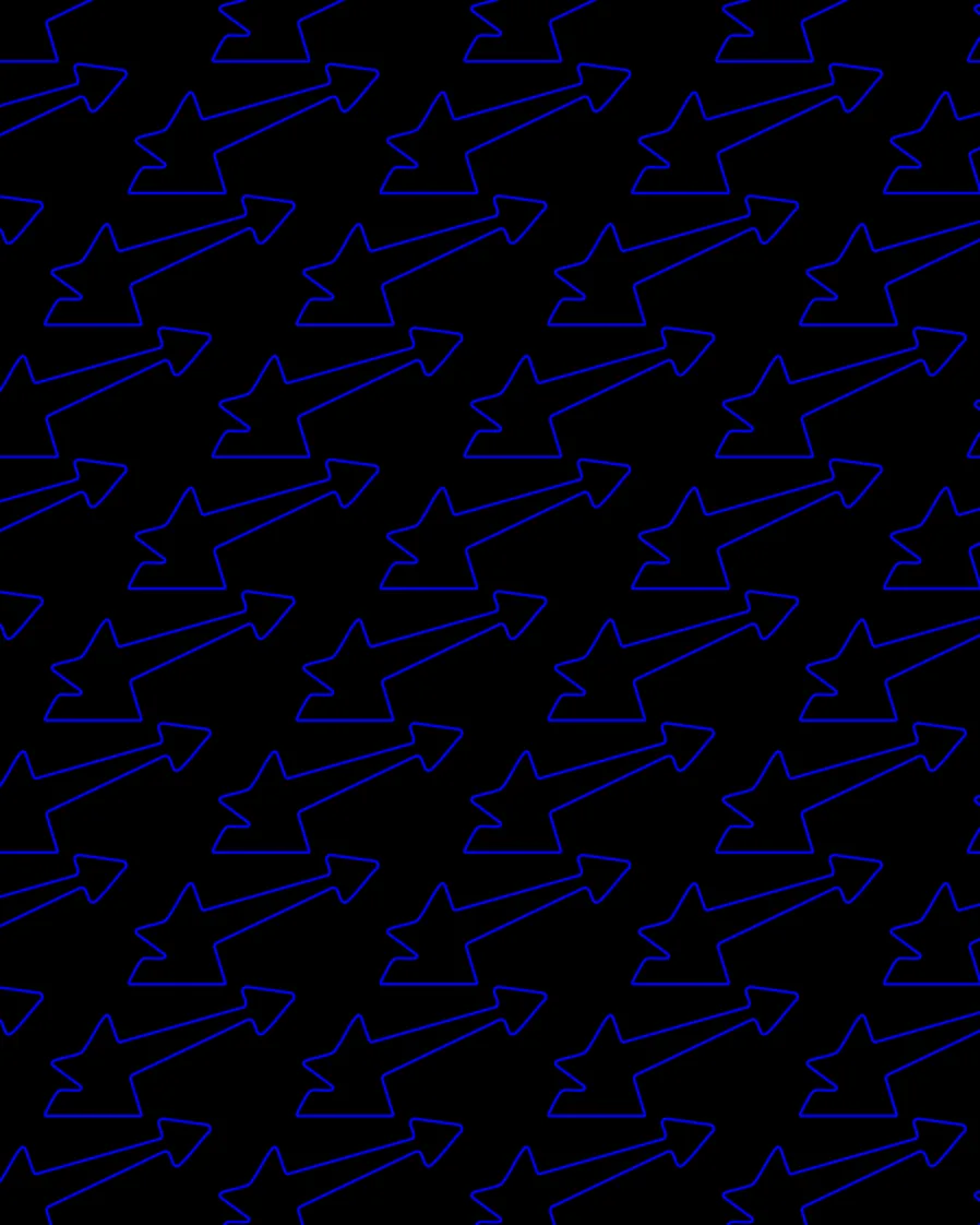 TAP star-arrow pattern — blue outline staggered on black