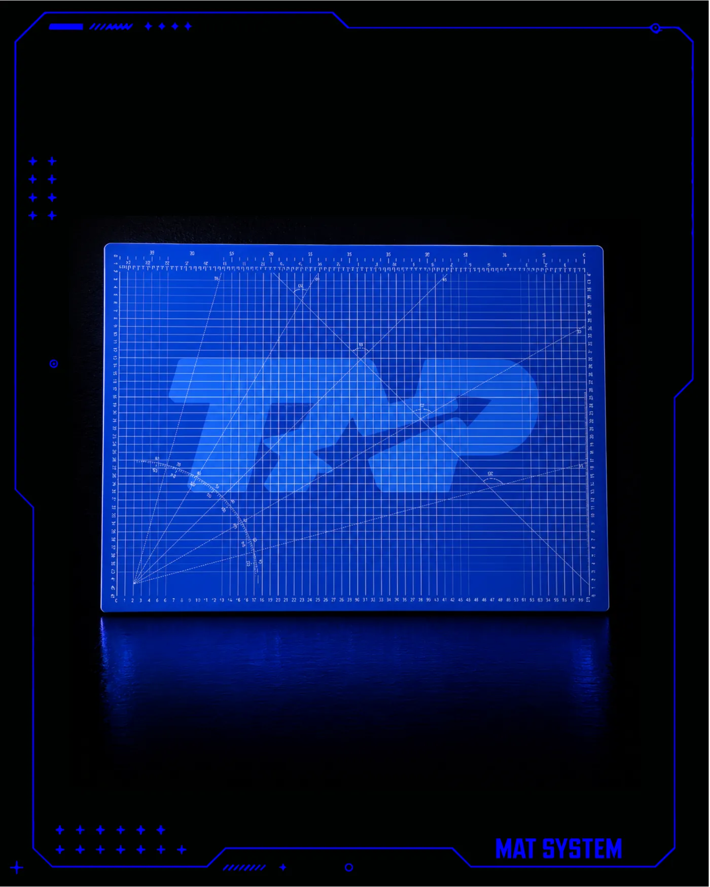 TAP mat system — blue cutting mat with pattern and mark