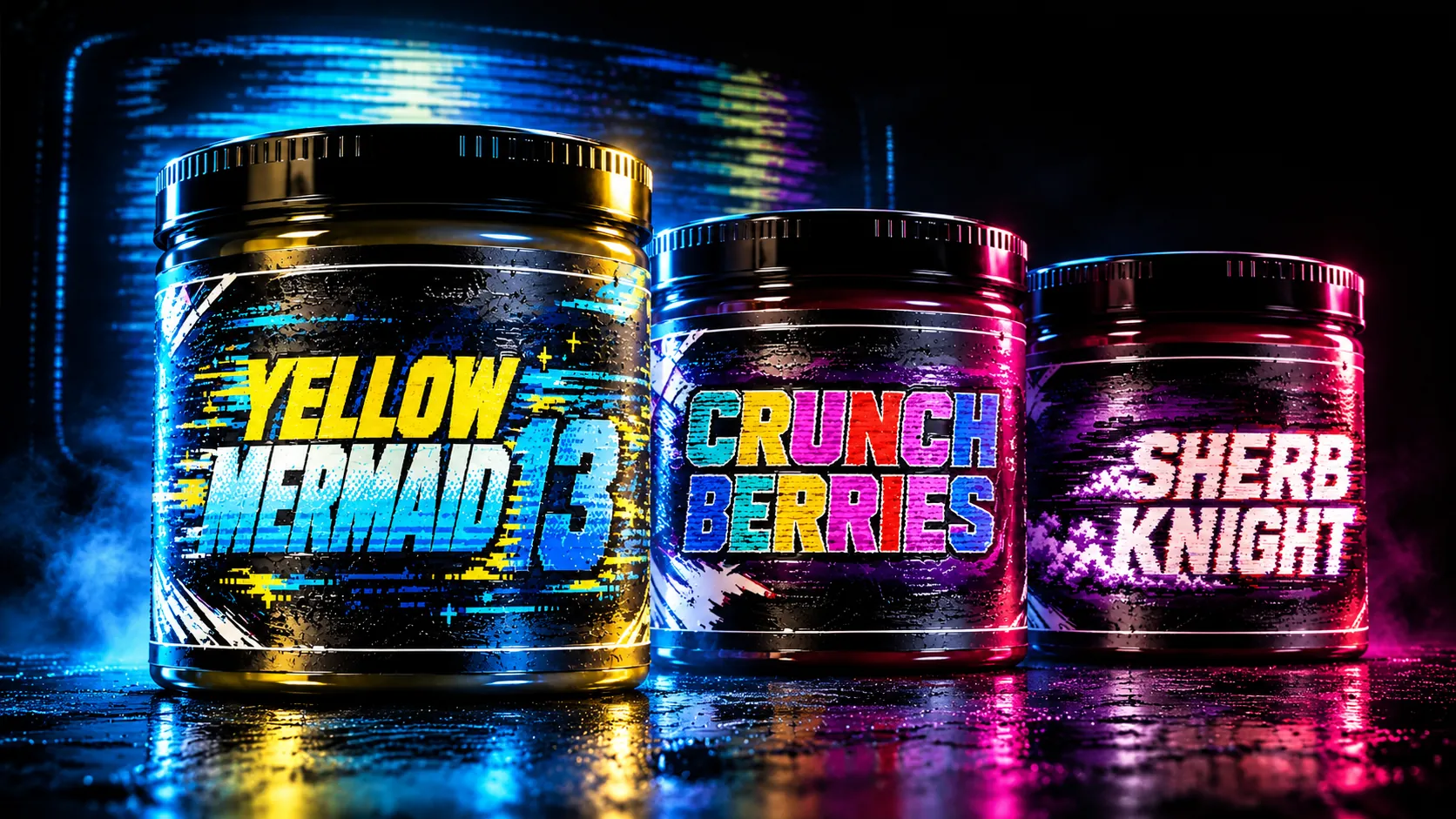 Analog — Sherb Knight, Crunch Berries, Yellow Mermaid 13, trio render 01