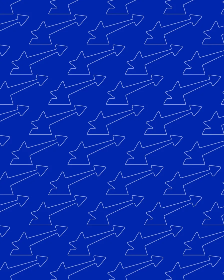 TAP star-arrow pattern — white outline staggered on blue